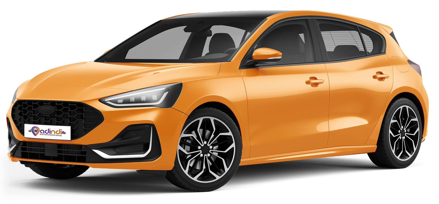 Orange dual control car for driving instructors